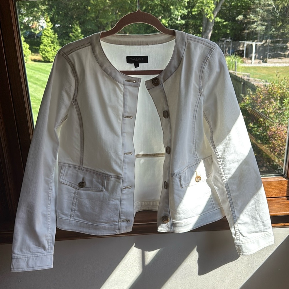 Talbots Petite Medium White Jean Peacoat